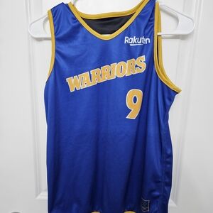 Youth Large Warriors Blue and Yellow Basketball Jersey From Camp